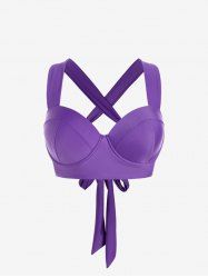 Plus Size Crisscross Underwire Push Up Swim Bikini Top -  