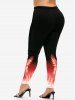 Fire Phoenix Printed Tee and High Rise Skinny Leggings Plus Size Matching Set Outfit -  