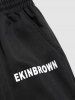 Letter Printed Buckle Strap Multi-pocket Cargo Pants -  