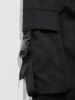 Letter Printed Buckle Strap Multi-pocket Cargo Pants -  