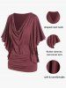 Plus Size Cowl Neck Butterfly Sleeve Ruched Tee -  