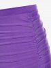 Plus Size Tummy Control Ruched Skirt and Briefs Swim Bottom Set -  