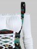 Tribal Geometric Print Cold Shoulder Lace Up High Low Dress -  