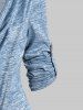 Colorblock Space Dye Print Asymmetric Cowl Collar Lace Ruffled T Shirt -  