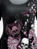 T-shirt Gothique à Imprimé Crâne à Manches Courtes - Noir L | US 12