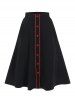 Contrast Pipe Tied Button-up Shirt and A Line Midi Skirt Two Piece Outfit -  