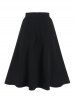 Contrast Pipe Tied Button-up Shirt and A Line Midi Skirt Two Piece Outfit -  