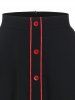 Contrast Pipe Tied Button-up Shirt and A Line Midi Skirt Two Piece Outfit -  