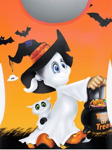 Plus Size Witch Bat Print Halloween Tee