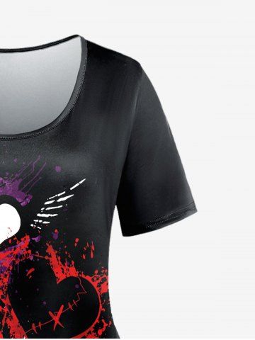 Gothic Short Sleeve Broken Hearts Print T-shirt