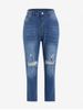 Plus Size Ripped Cat's Whiskers High Rise Jeans -  