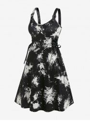 Plus Size Colorblock Lace Up Backless Buckles Sleeveless Gothic Midi Dress -  