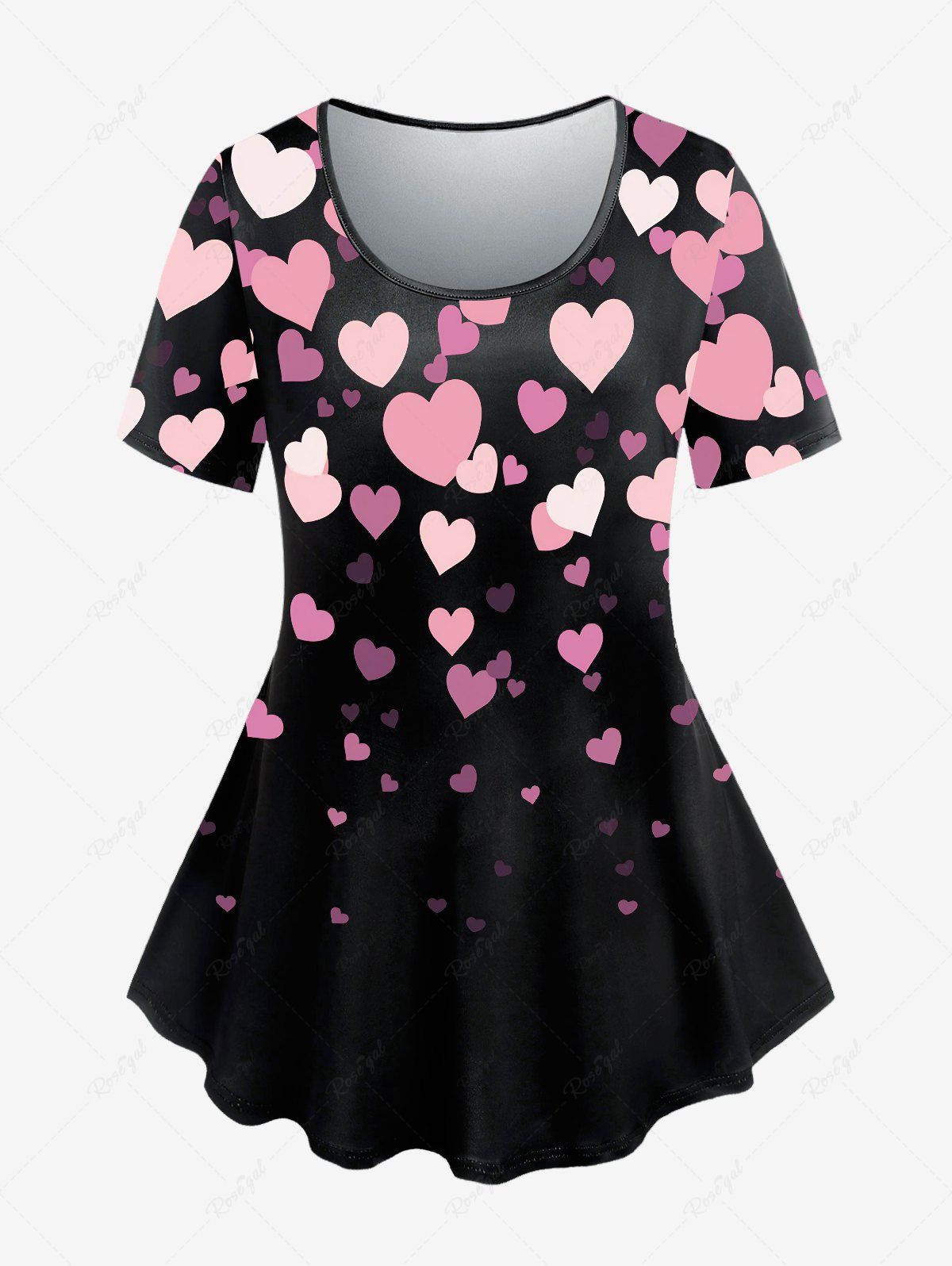 Outfits Plus Size Short Sleeve Heart Print T-shirt  