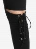 Gothic Lace Up Grommets Full Zipper Tank Top and Lace Up Cutout Solid Pull On Pants Outfit -  