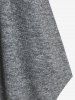 Plus Size Hooded Drawstring Cable Knit Mixed Media Top -  