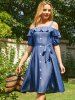 Solid Color Casual Cold Shoulder Flounce Button A Line Midi Summer Dress -  