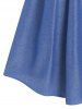 Solid Color Casual Cold Shoulder Flounce Button A Line Midi Summer Dress -  