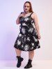 Plus Size Colorblock Lace Up Backless Buckles Sleeveless Gothic Midi Dress -  