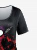T-shirt à Imprimé Gothique Cœur à Manches Courtes - Noir 1X | US 14-16