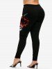 Legging Gothique à Imprimé Cœur Moulant à Coupe Haute - Noir 4X | US 26-28