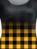 T-shirt Ombre à Carreaux Grande Taille - Jaune 1X | US 14-16