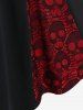 Plus Size Skull Fishnet Panel Ruched Crisscross O-Ring Buckle Dress -  