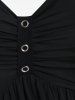 Plus Size Skull Fishnet Panel Ruched Crisscross O-Ring Buckle Dress -  