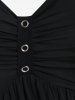 Skull Lace Panel Ruched Crisscross Godet Hem A Line Gothic Dress -  