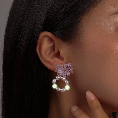 Flower Luminous Faux Pearl Dangle Earrings