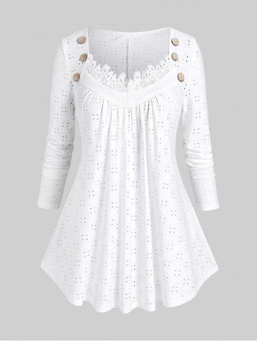 Plus Size Broderie Anglaise Lace Trim Top