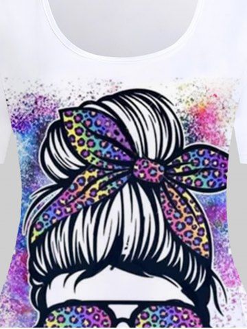 Gothic Short Sleeve Leopard Bun Skull Print T-shirt
