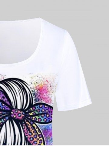 Gothic Short Sleeve Leopard Bun Skull Print T-shirt