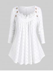Plus Size Broderie Anglaise Lace Trim Top -  
