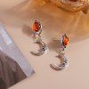 Boucles D'Oreilles Pendantes Lune en Cristal - Argent 