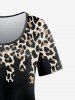 Leopard Print T-shirt and High Waist Animal Leopard Leggings Plus Size Outfit -  