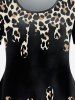 Leopard Print T-shirt and High Waist Animal Leopard Leggings Plus Size Outfit -  