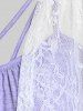 Plus Size Sheer Lace Open Front Top and Camisole Set -  