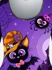 T-shirt D'Halloween à Imprimé Citrouille Chauve-souris et Araignée à Manches Courtes de Grande Taille - Pourpre  