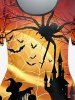 Plus Size Pumpkin Bats Spiders Web Printed Halloween Tee -  