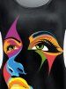 T-shirt Masque de Style Chinois à Imprimé Opéra de Pékin de Grande Taille - Noir L | US 12