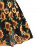 Plus Size & Curve Sunflower Print Plunging Neck High Low Maxi Summer Vacation Dress -  