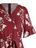 Robe de Vacances Ligne A Ceinturée Fendue à Taille Haute Grande Taille - Rouge 3X