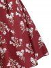 Robe de Vacances Ligne A Ceinturée Fendue à Taille Haute Grande Taille - Rouge 3X