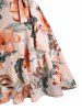 Plus Size & Curve Leaf Floral Ruffle Slit Belted Asymmetrical Hem Maxi Summer Dress -  
