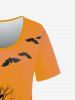 T-shirt D'Halloween à Imprimé Chauve-souris - Orange 1x | US 14-16