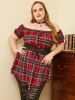 Plus Size Lace Up Corset Style Ruffled Puff Sleeve Off The Shoulder Tee -  