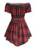 Plus Size Lace Up Corset Style Ruffled Puff Sleeve Off The Shoulder Tee -  