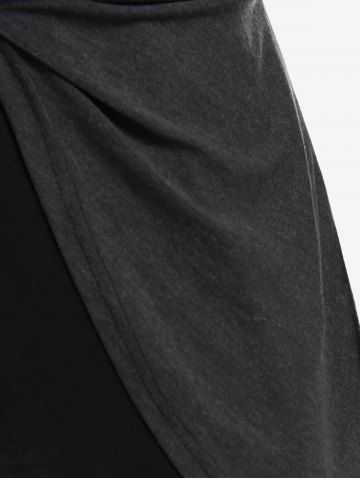 Plus Size Front Twist High Low 2 in 1 Top