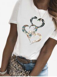 Causal Heart Print Unisex T-shirt -  