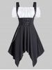 Gothic Cold Shoulder Buckles Chain Handkerchief Dress -  